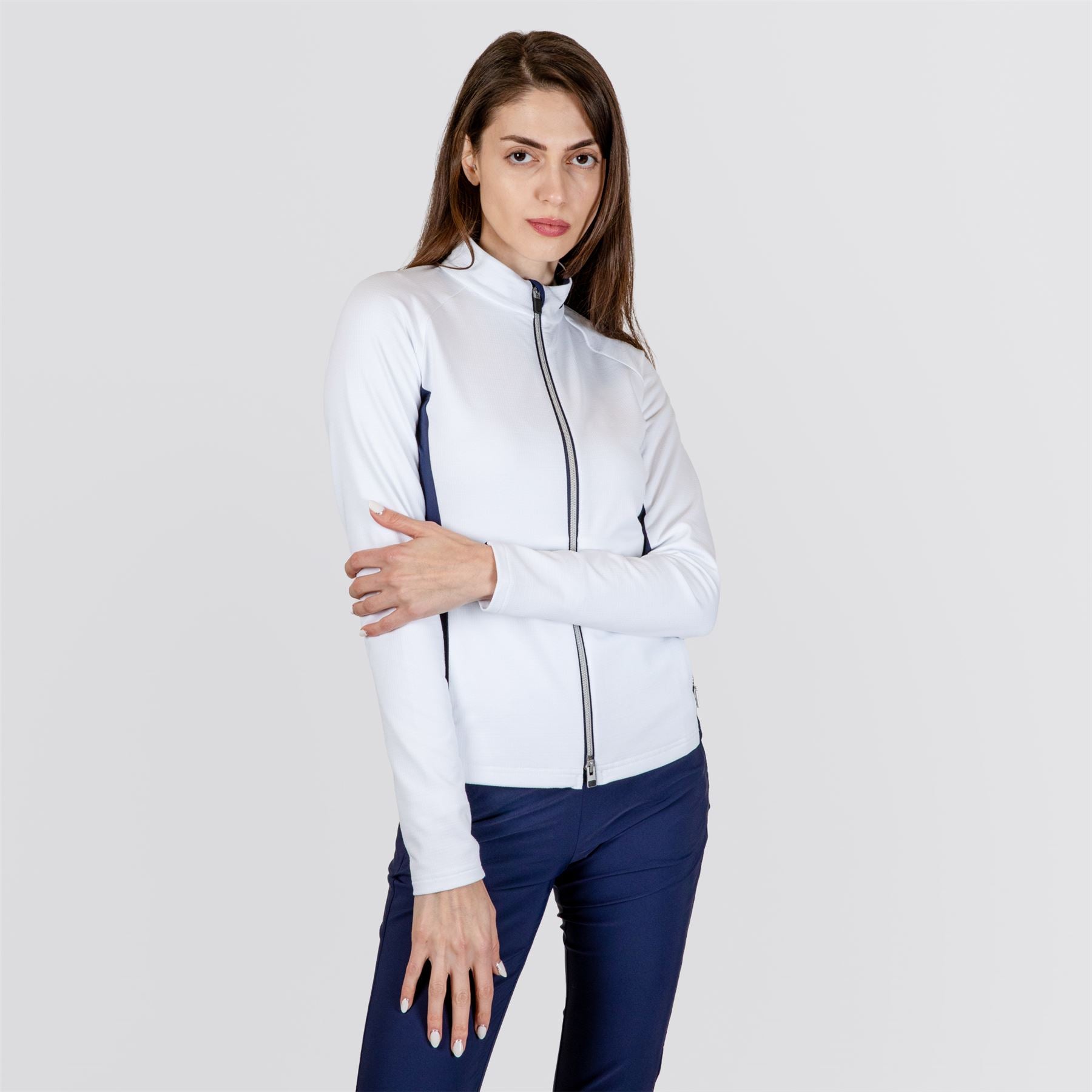 Womens Emelia Half Zip Mid Layer Jacket White/Atlanta Blue