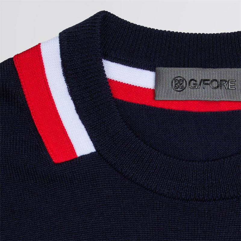 Color Block Merino Wool Sweater Twilight/Lava