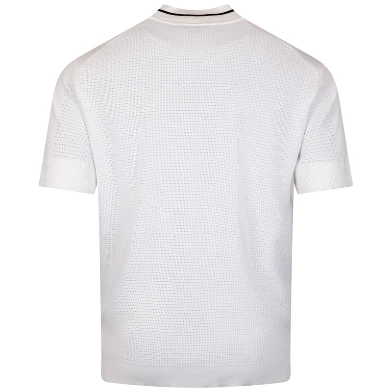 Mesh Heritage Quarter Zip Polo White