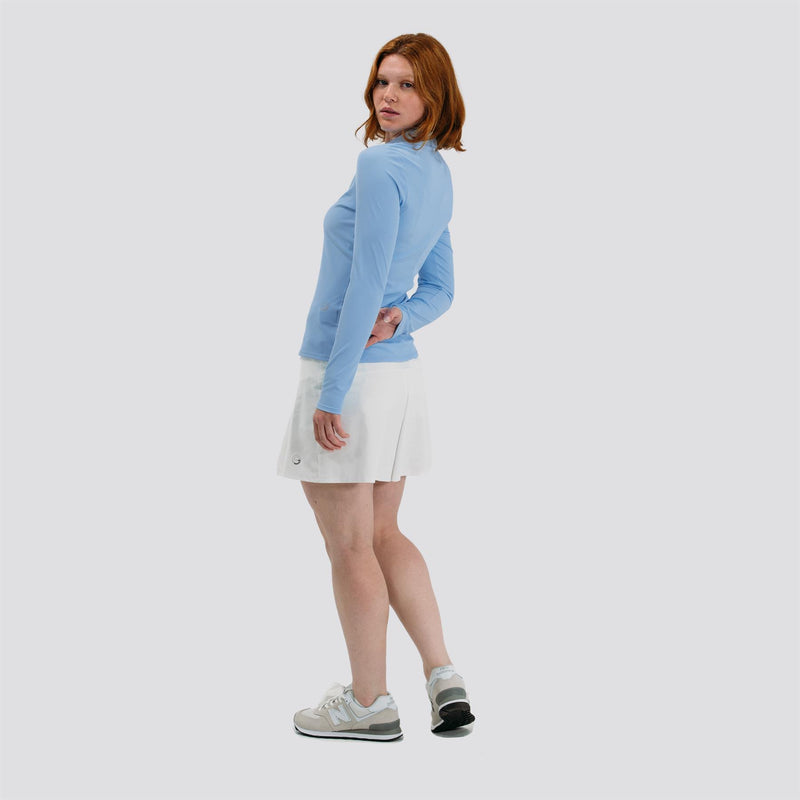 Womens Rib V-Neck LS Polo Light Blue