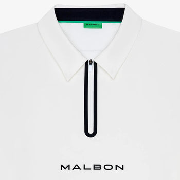 Malbon Performance Zip Raglan Polo White | TRENDYGOLF USA