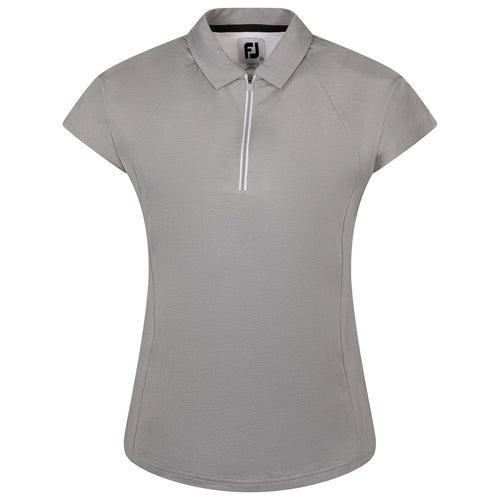 Womens Quarter Zip Color Block Shirt Heather Grey/White - AW24