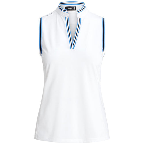 Womens Tailored Fit Pique Sleeveless Shirt Ceramic White/Refined Navy - SS24
