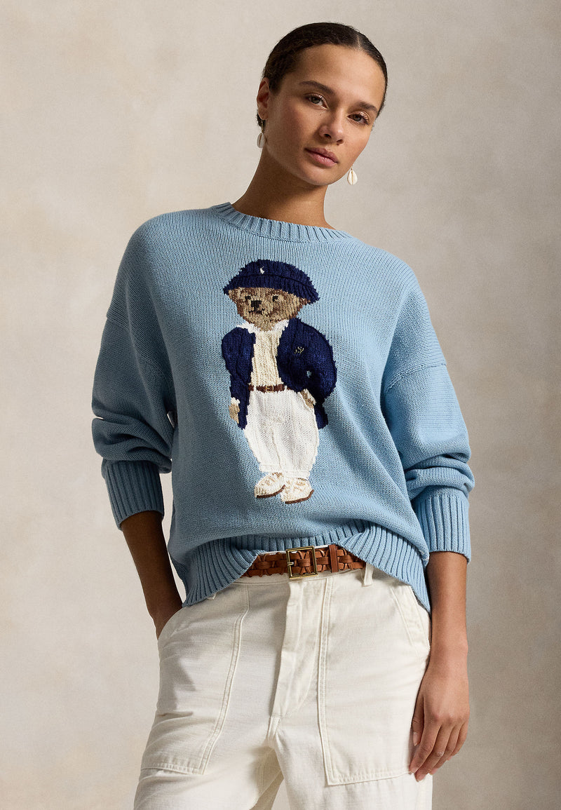 Womens Cotton "Bear" Sweater Blue Note