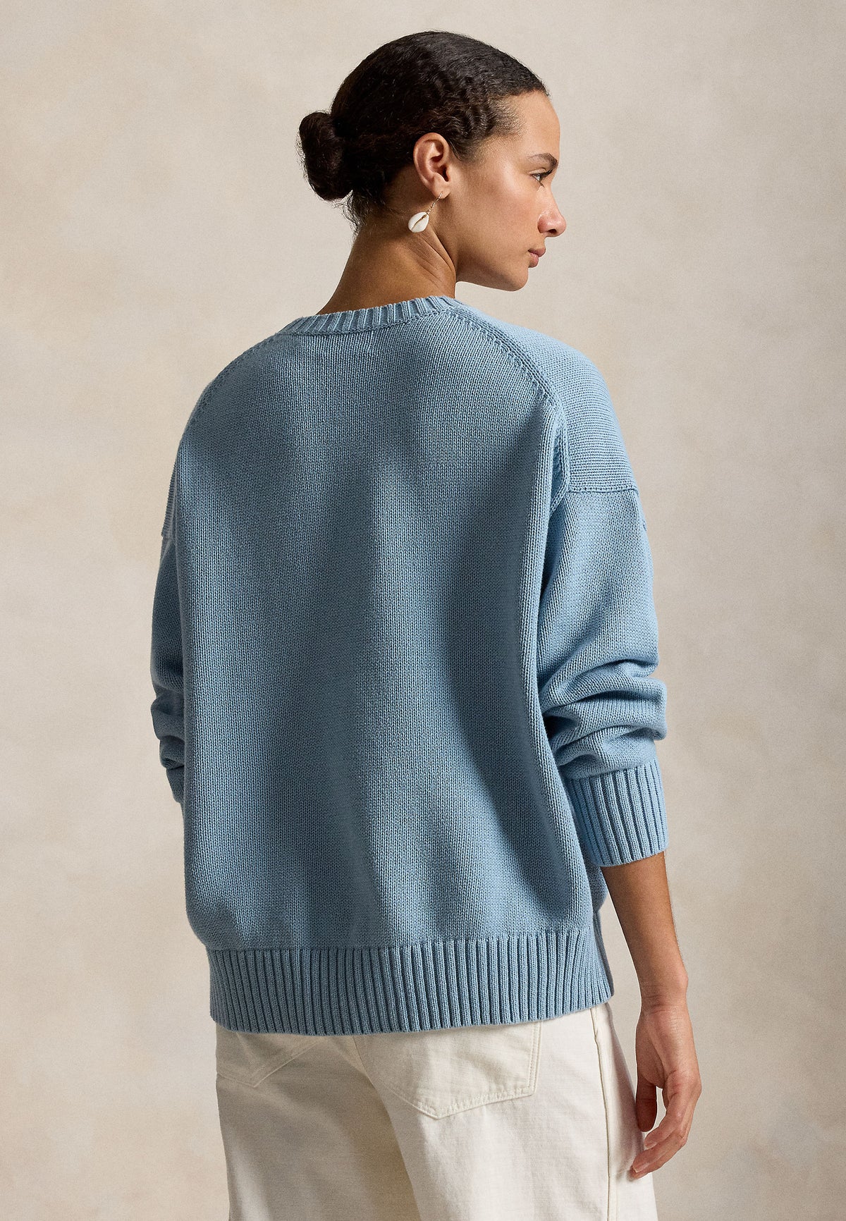 Womens Cotton "Bear" Sweater Blue Note