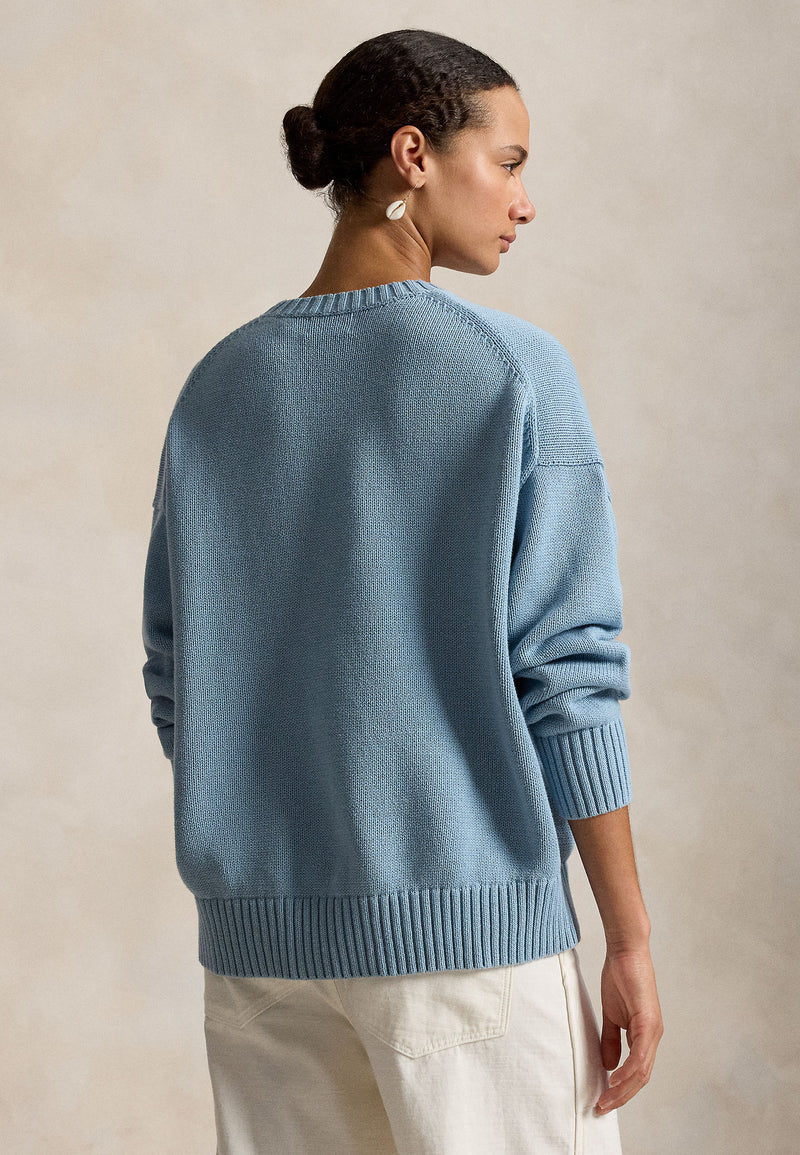 Womens Cotton "Bear" Sweater Blue Note