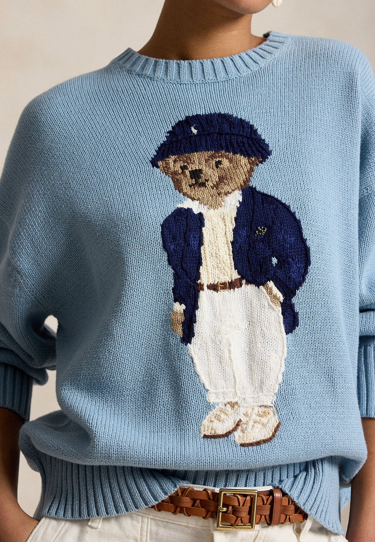 Womens Cotton "Bear" Sweater Blue Note