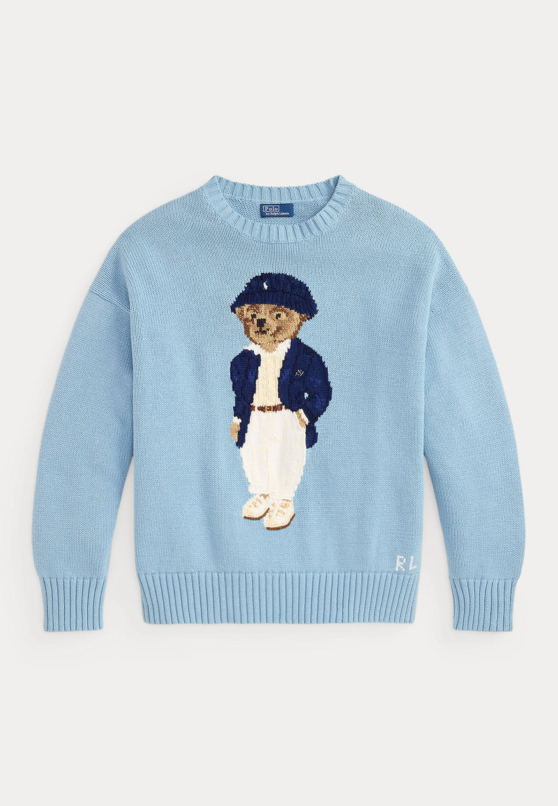 Womens Cotton "Bear" Sweater Blue Note