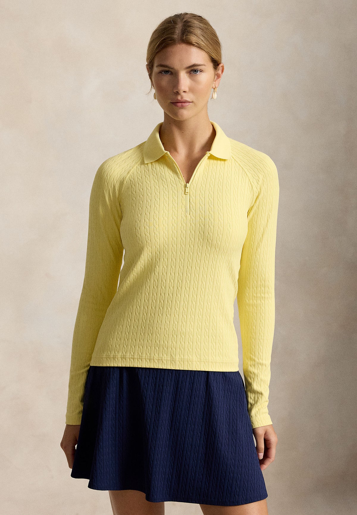RLX Womens Active Cable Knit Pullover Wicket Yellow