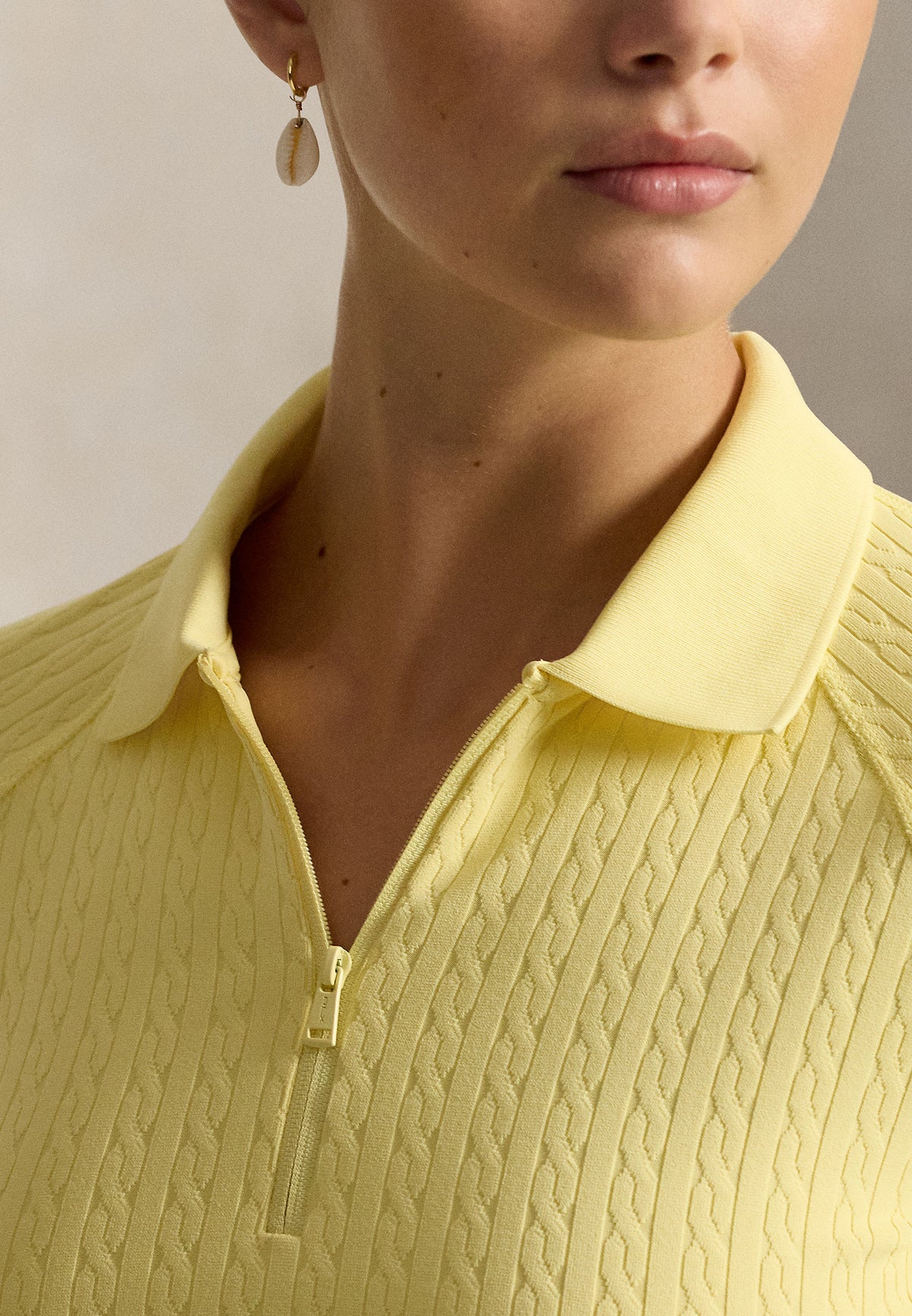 RLX Womens Active Cable Knit Pullover Wicket Yellow