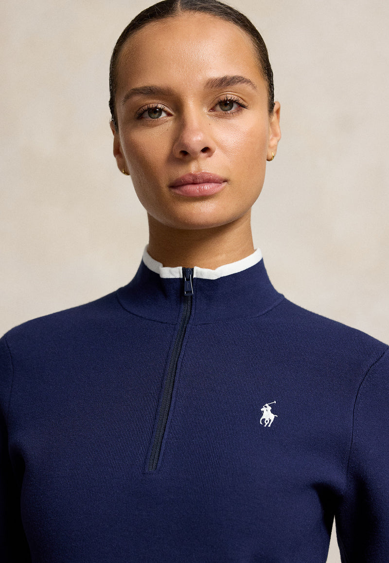 Womens Viscose Blend Sweater Dress Refined Navy/Ceramic White