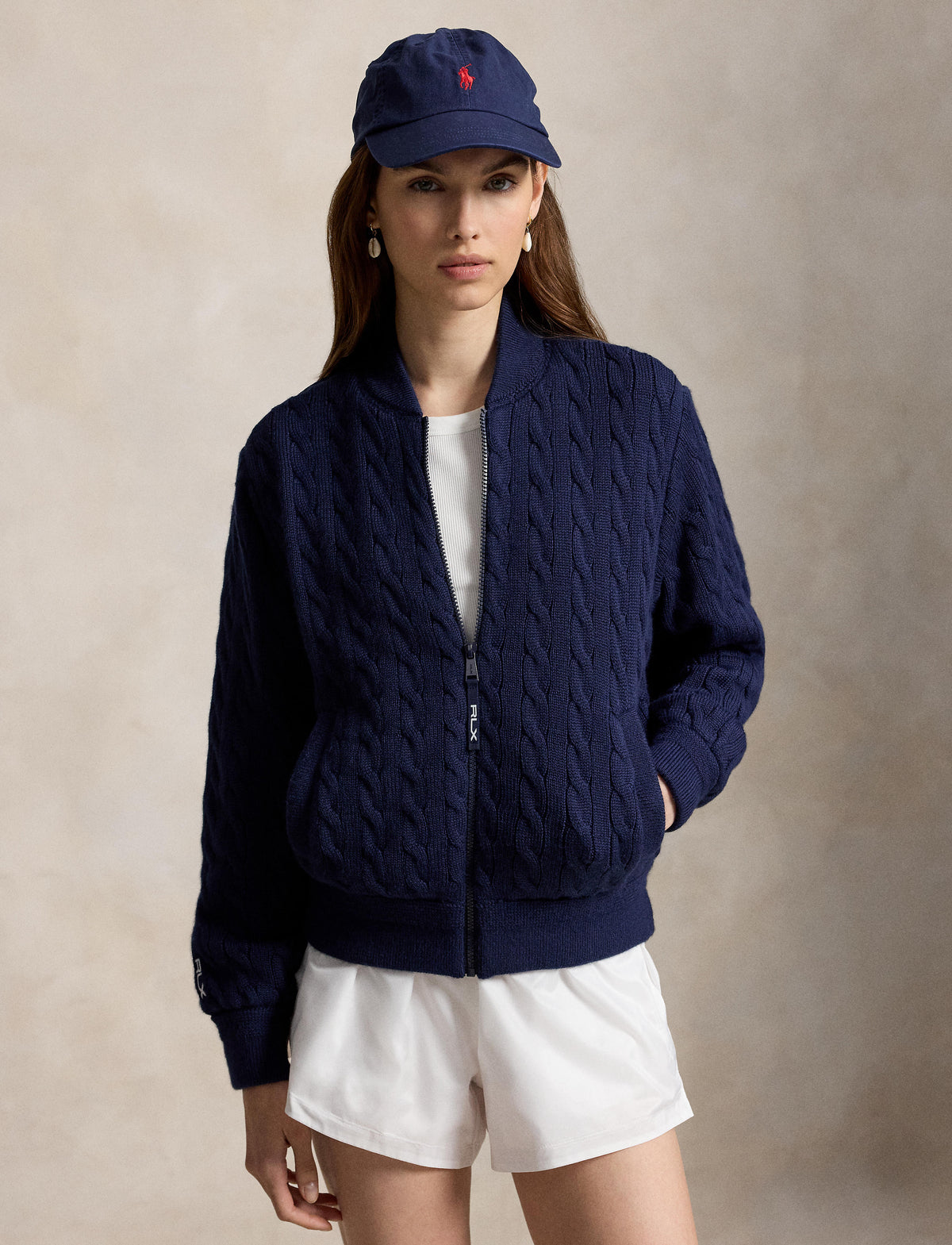 RLX Womens Wool Blend Sweater Full Zip Refined Navy
