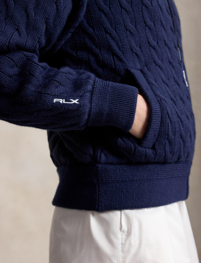 RLX Womens Wool Blend Sweater Full Zip Refined Navy