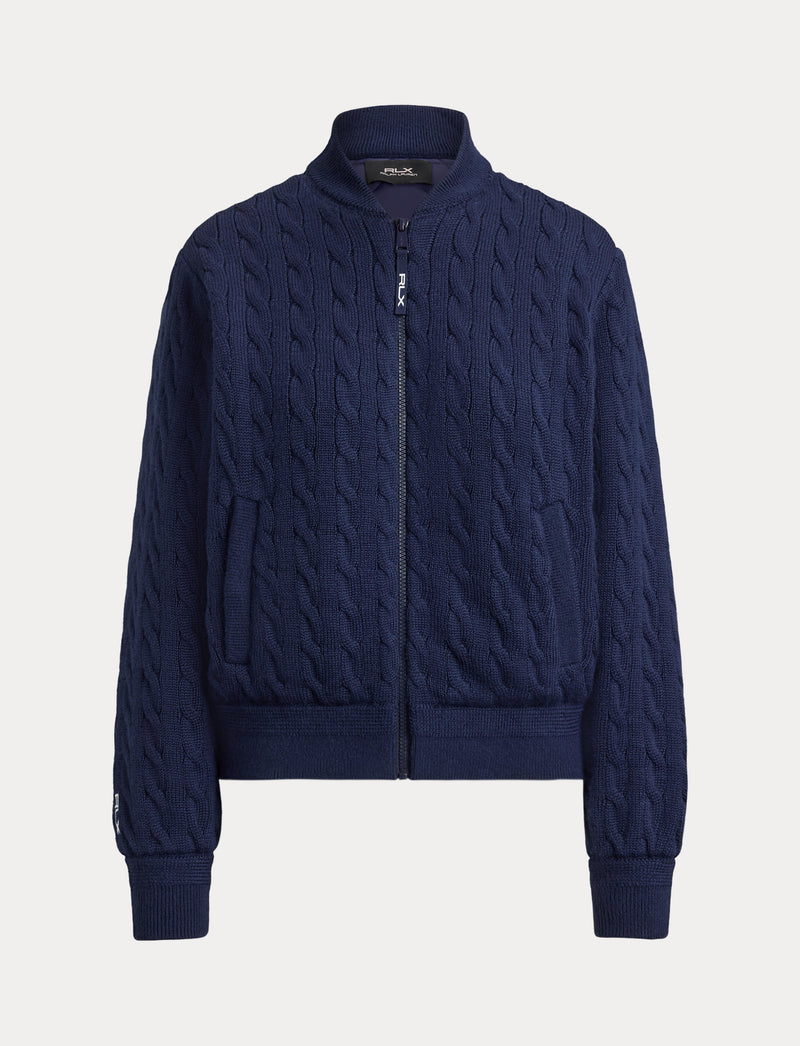 RLX Womens Wool Blend Sweater Full Zip Refined Navy
