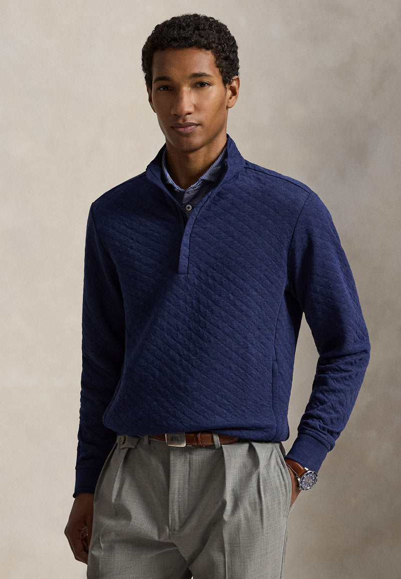 Quilted Double Knit Pullover Spring Navy Heather
