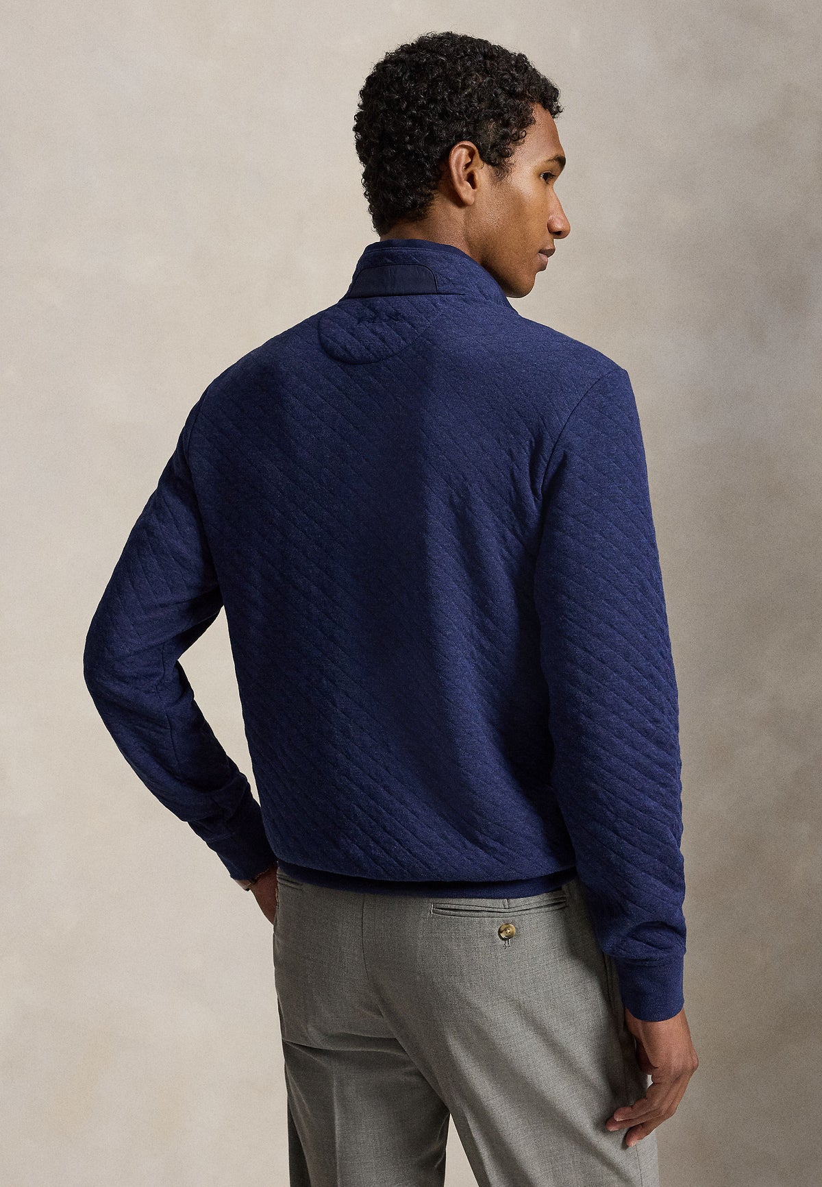 Quilted Double Knit Pullover Spring Navy Heather