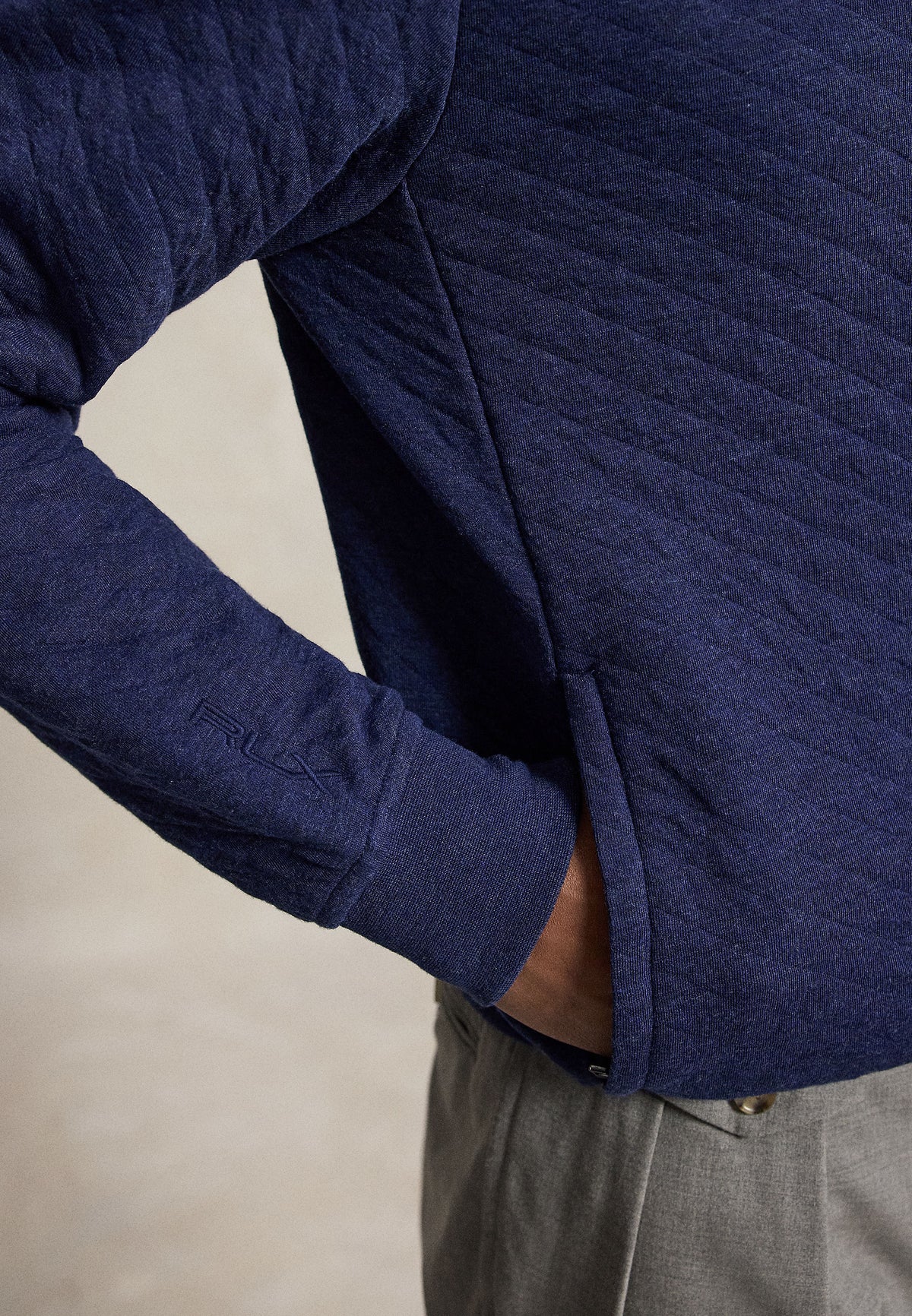 Quilted Double Knit Pullover Spring Navy Heather