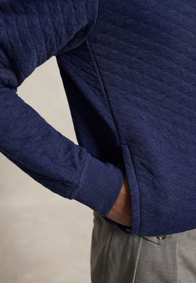 Quilted Double Knit Pullover Spring Navy Heather
