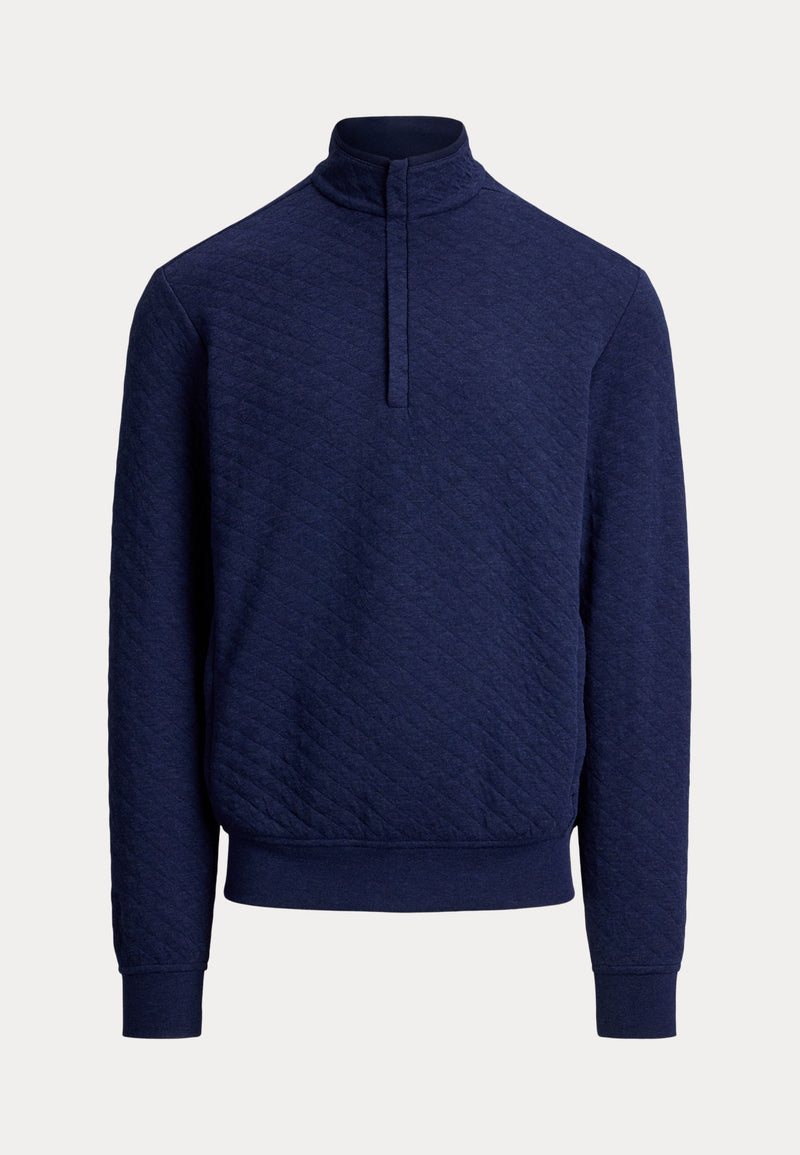 Quilted Double Knit Pullover Spring Navy Heather