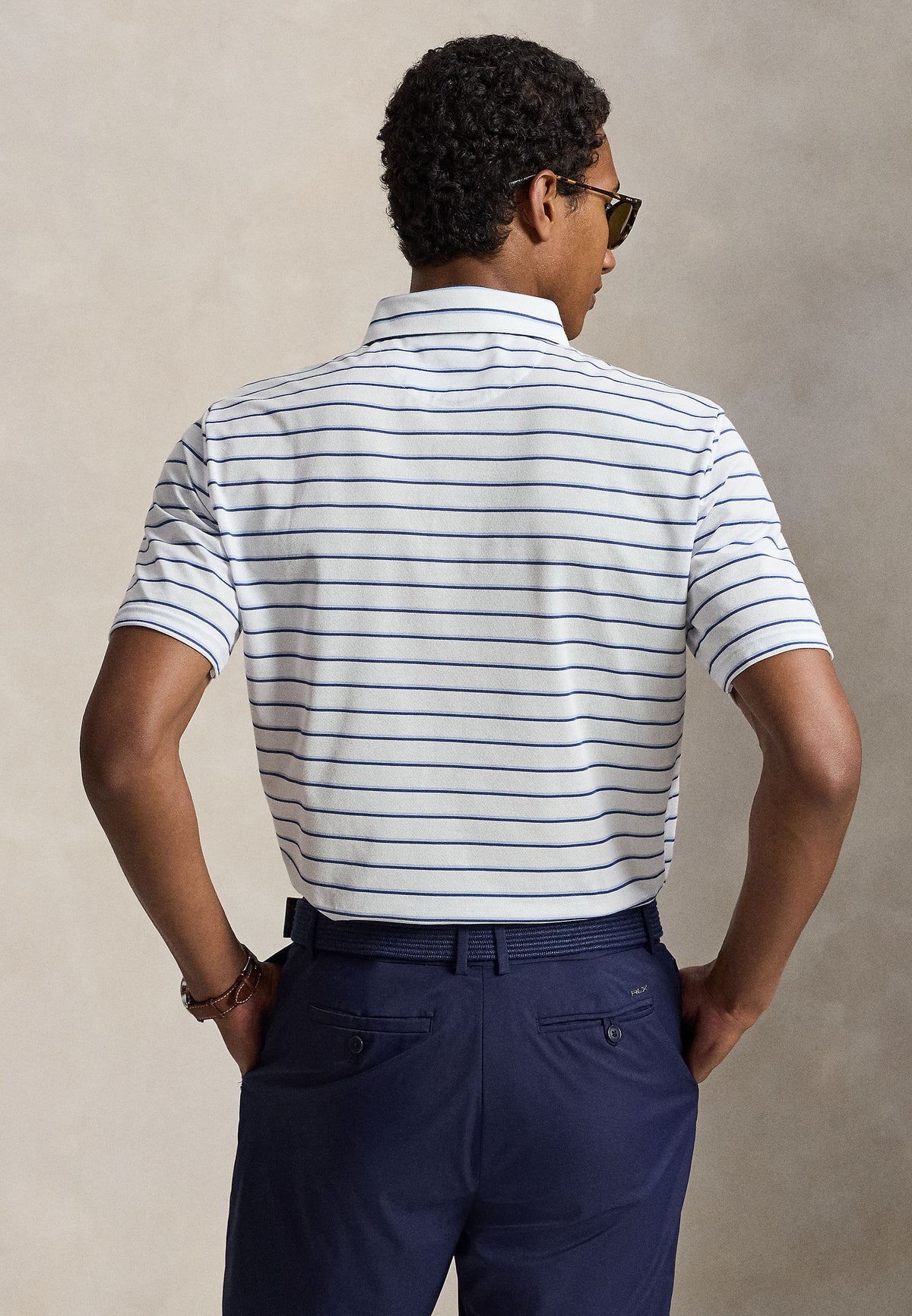 Yarn Dyed Tour Pique Polo Pebble Blue Multi