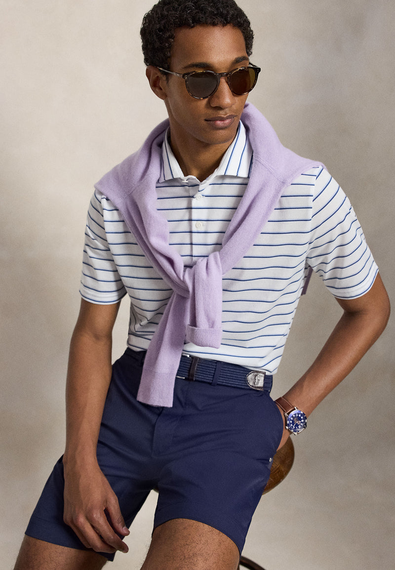 Yarn Dyed Tour Pique Polo Pebble Blue Multi