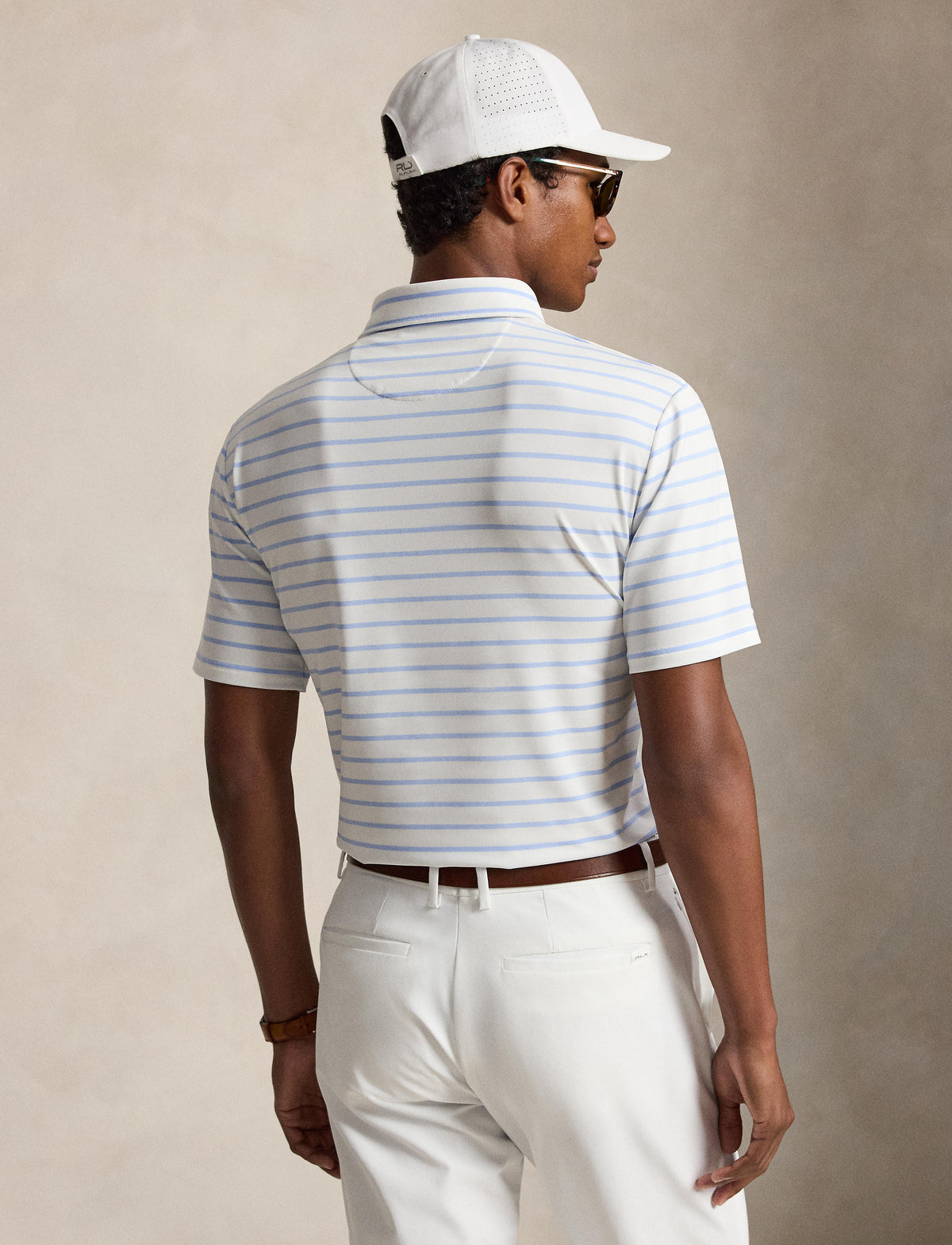 RLX Recycled Yarn Dyed Lightweight Airflow Polo Pebble Blue/Ceramic White