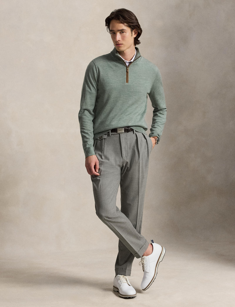 RLX Merino Wool Sweater Half Zip Fern Green Heather