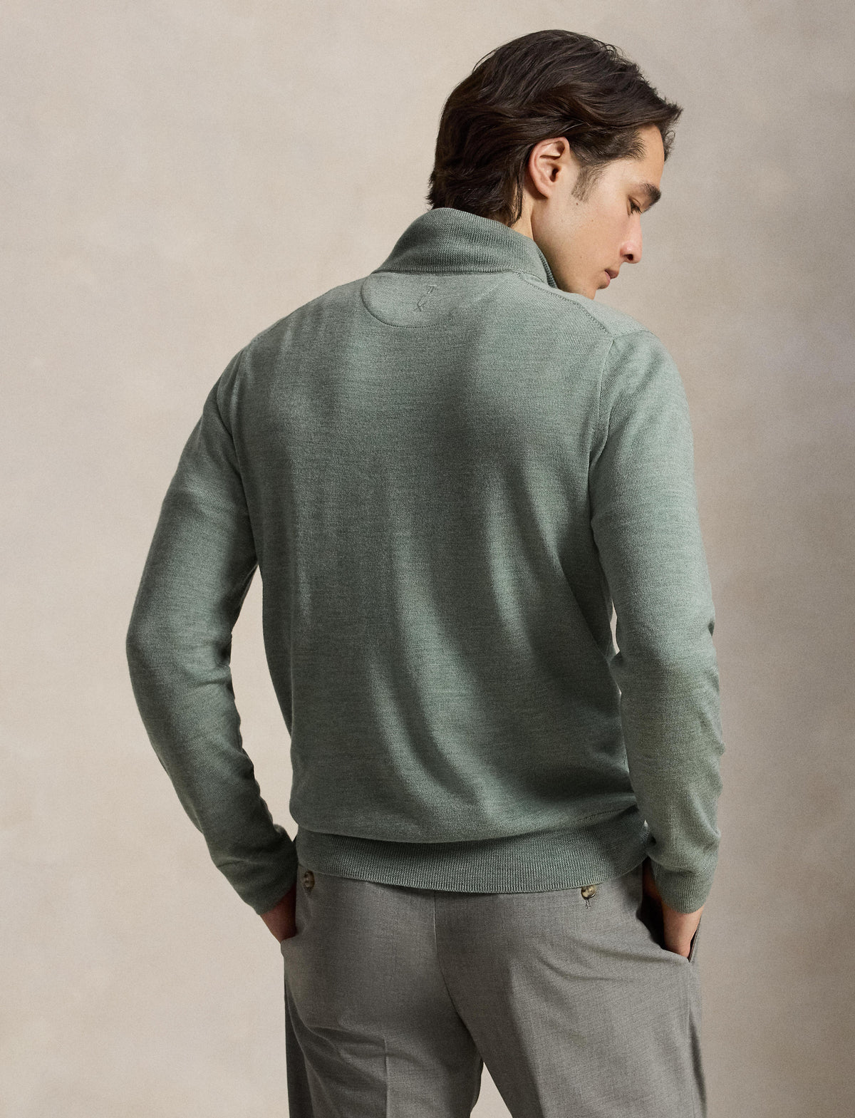 RLX Merino Wool Sweater Half Zip Fern Green Heather
