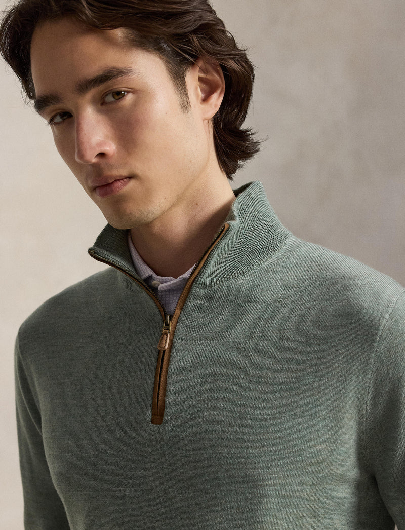 RLX Merino Wool Sweater Half Zip Fern Green Heather