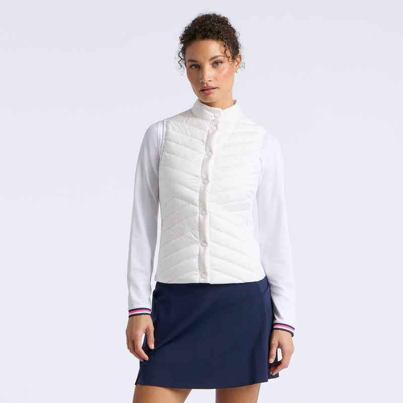 Womens V Down Quilted Stretch Tech