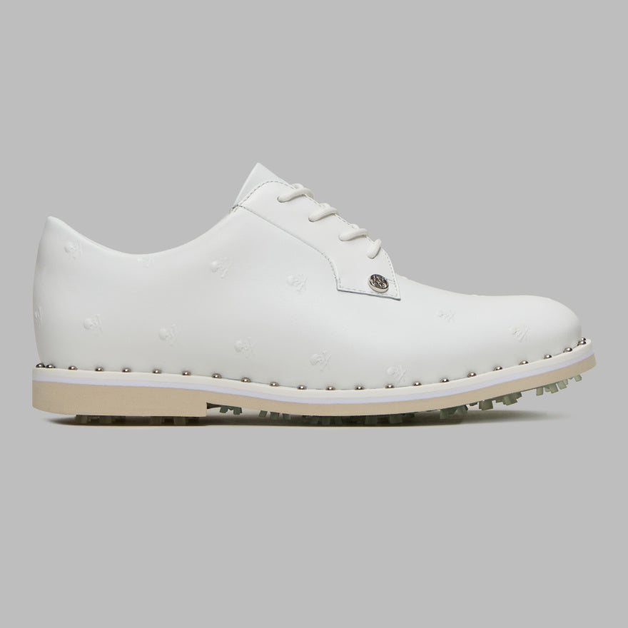 Womens Gallivanter Studded Leather Skull Shoes Snow/Stone