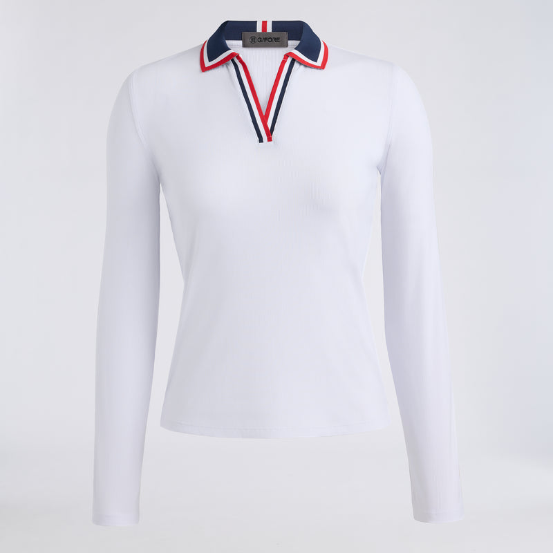 Womens Jonny Collar Nylon Rib LS Polo Lava