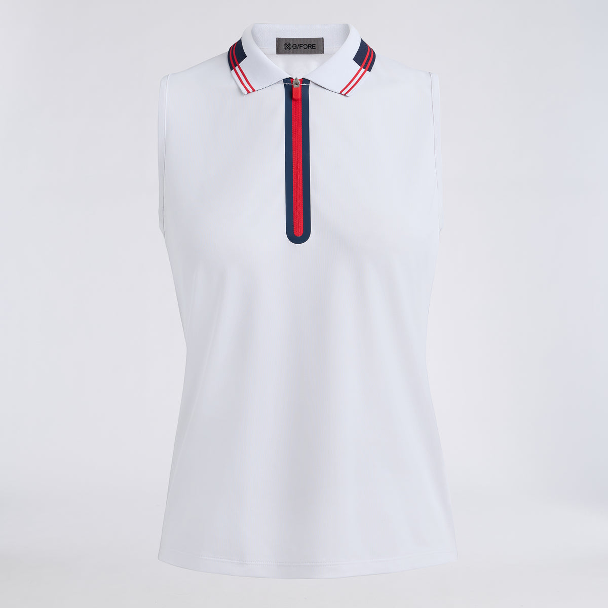 Womens Tech Pique Sleeveless Polo Snow/Lava