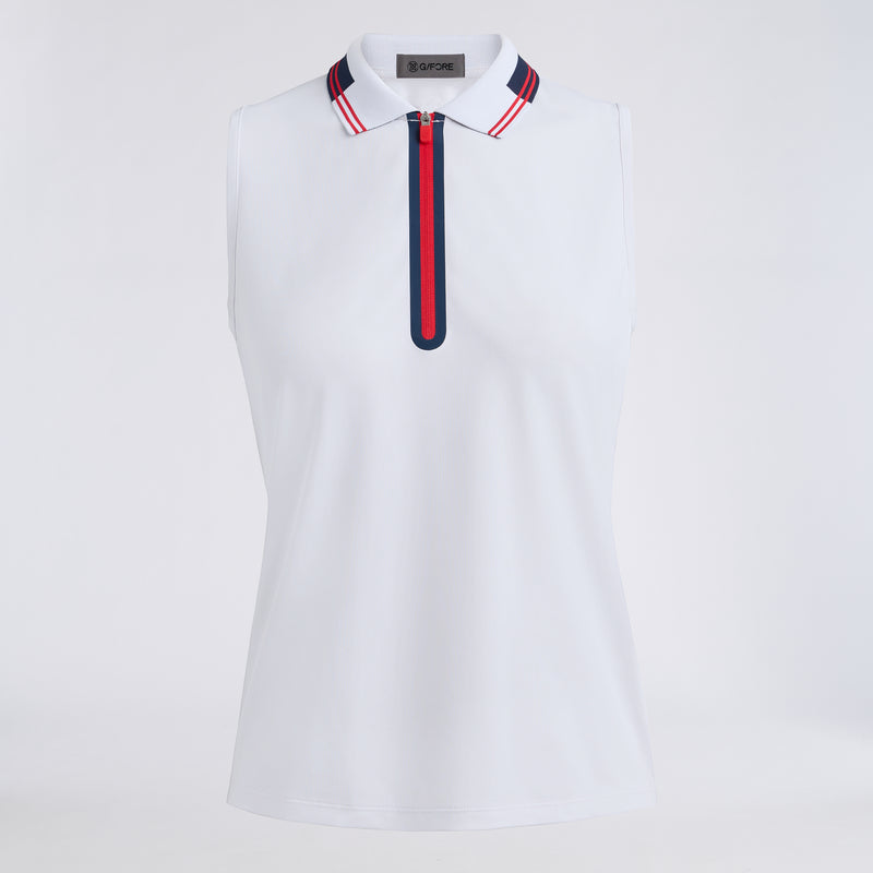 Womens Tech Pique Sleeveless Polo Snow/Lava