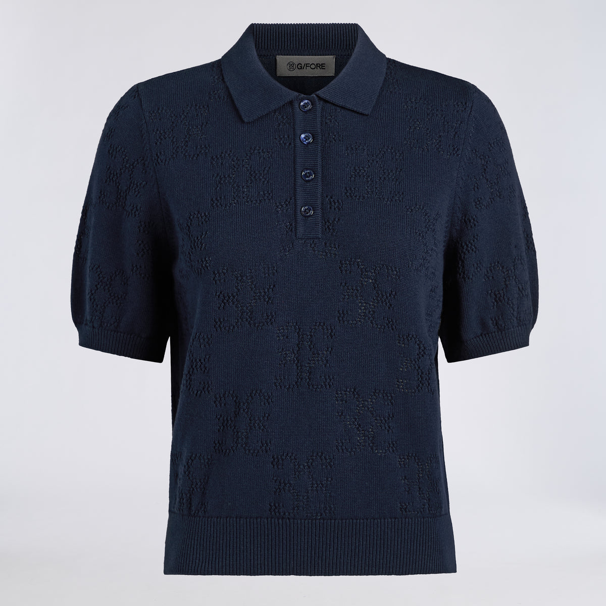 Womens Pointelle G Cotton Silk Cashmere Sweater Polo Twilight