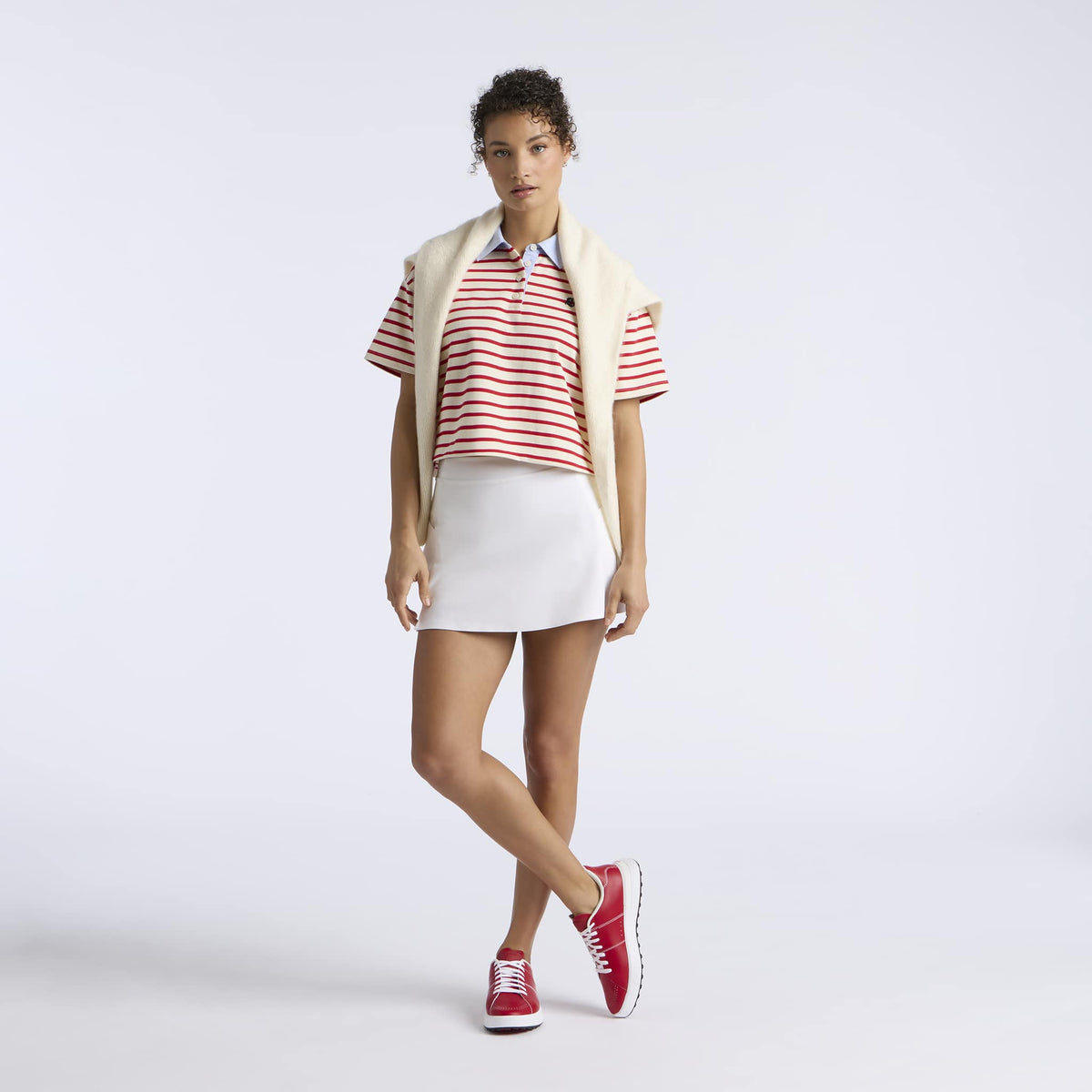 Womens Fore Corners Boxy Rugby Polo White/Lava