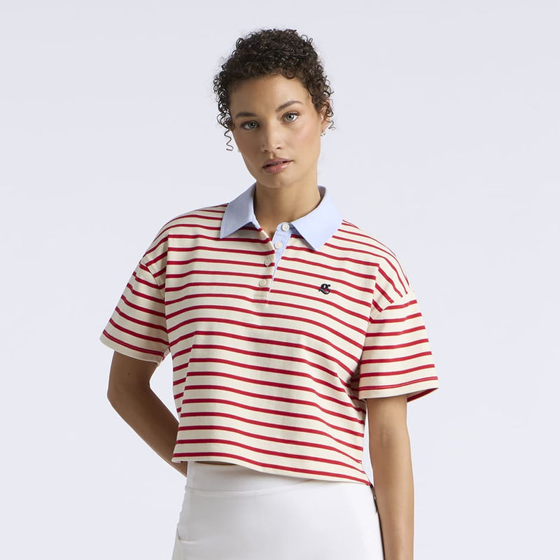 Womens Fore Corners Boxy Rugby Polo White/Lava