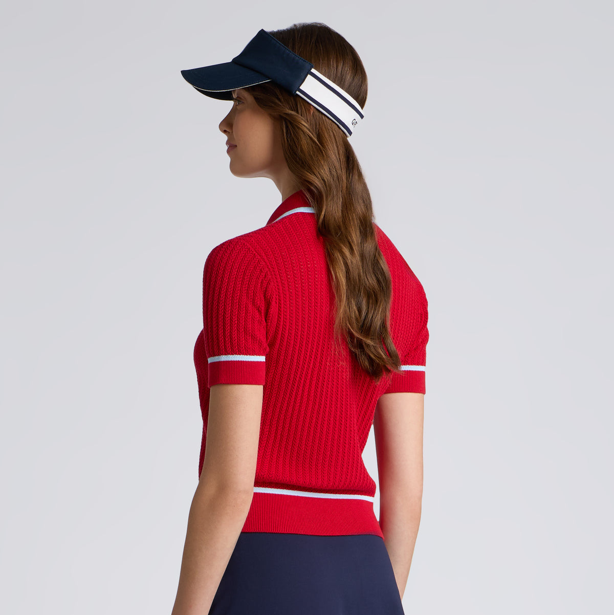 Womens Summer Friday Textured Knit Polo Lava
