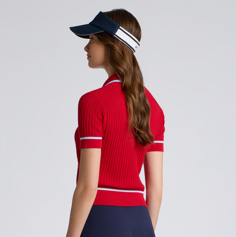 Womens Summer Friday Textured Knit Polo Lava