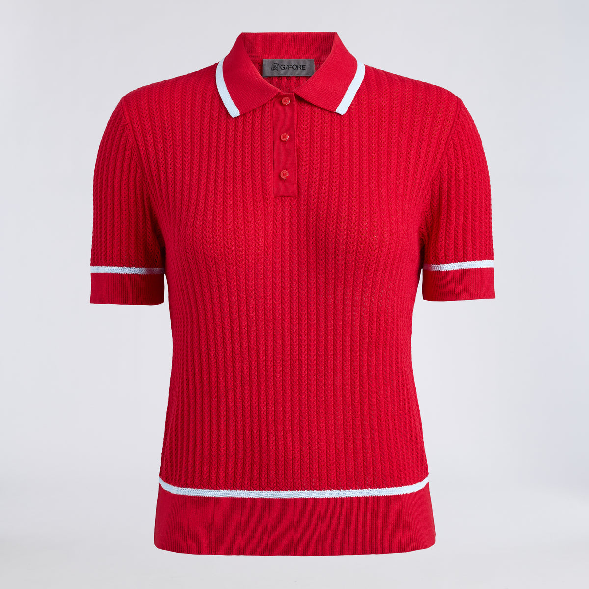 Womens Summer Friday Textured Knit Polo Lava