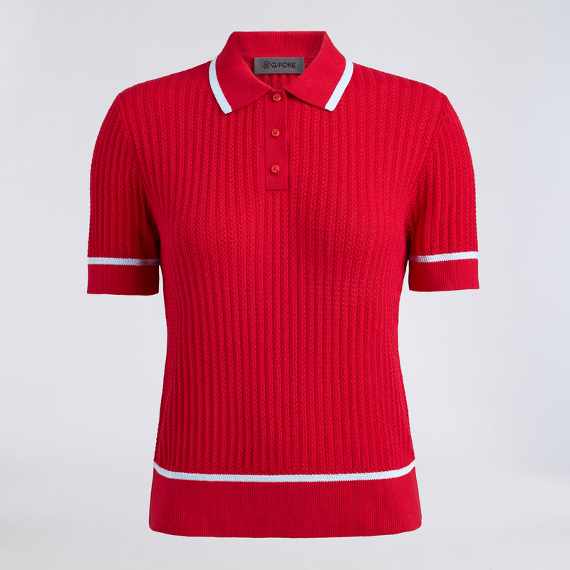 Womens Summer Friday Textured Knit Polo Lava