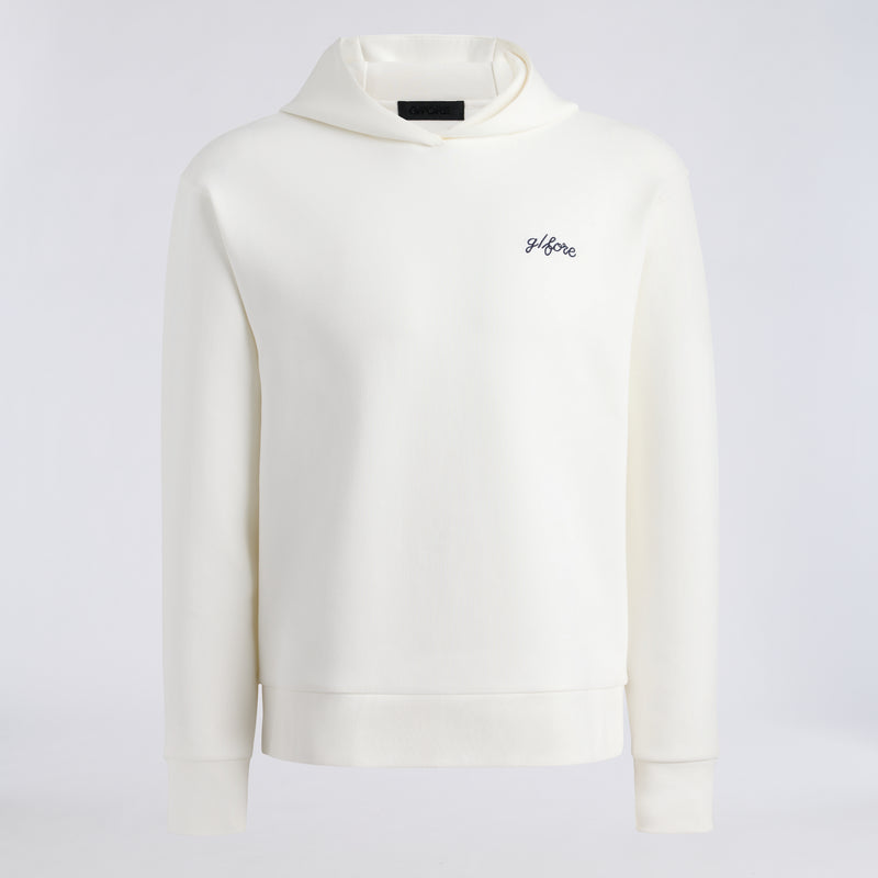 Fore Corners Cotton Blend Scuba Hoodie Chalk White