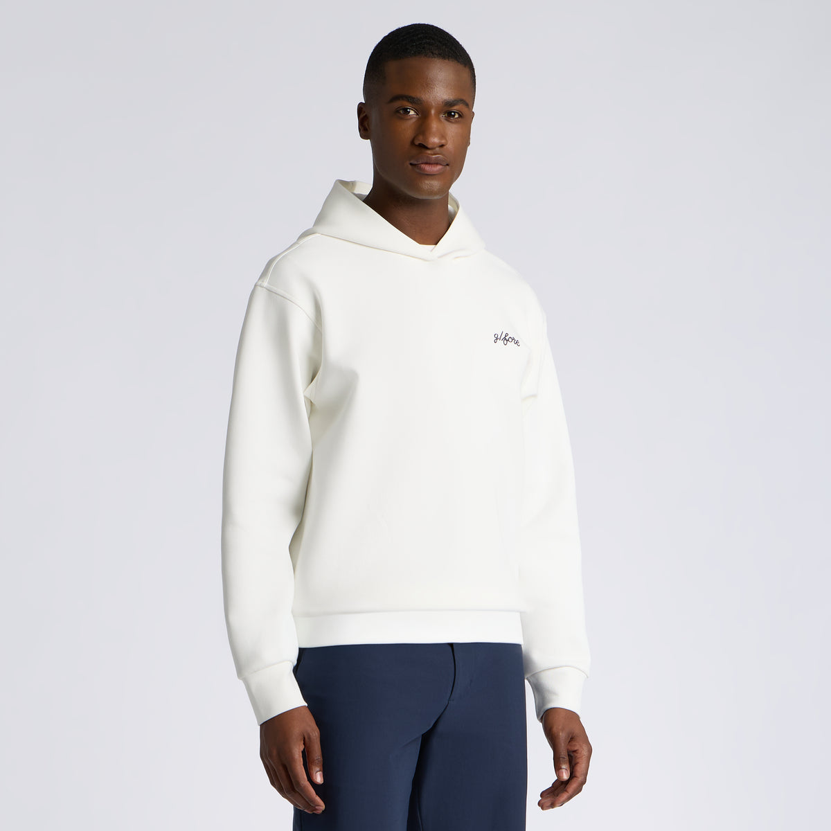 Fore Corners Cotton Blend Scuba Hoodie Chalk White