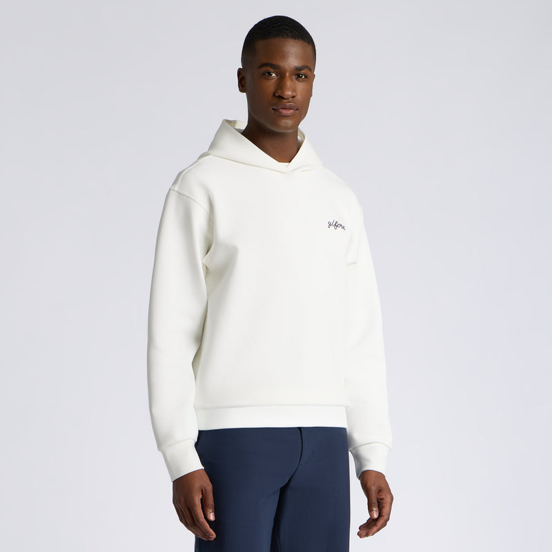 Fore Corners Cotton Blend Scuba Hoodie Chalk White