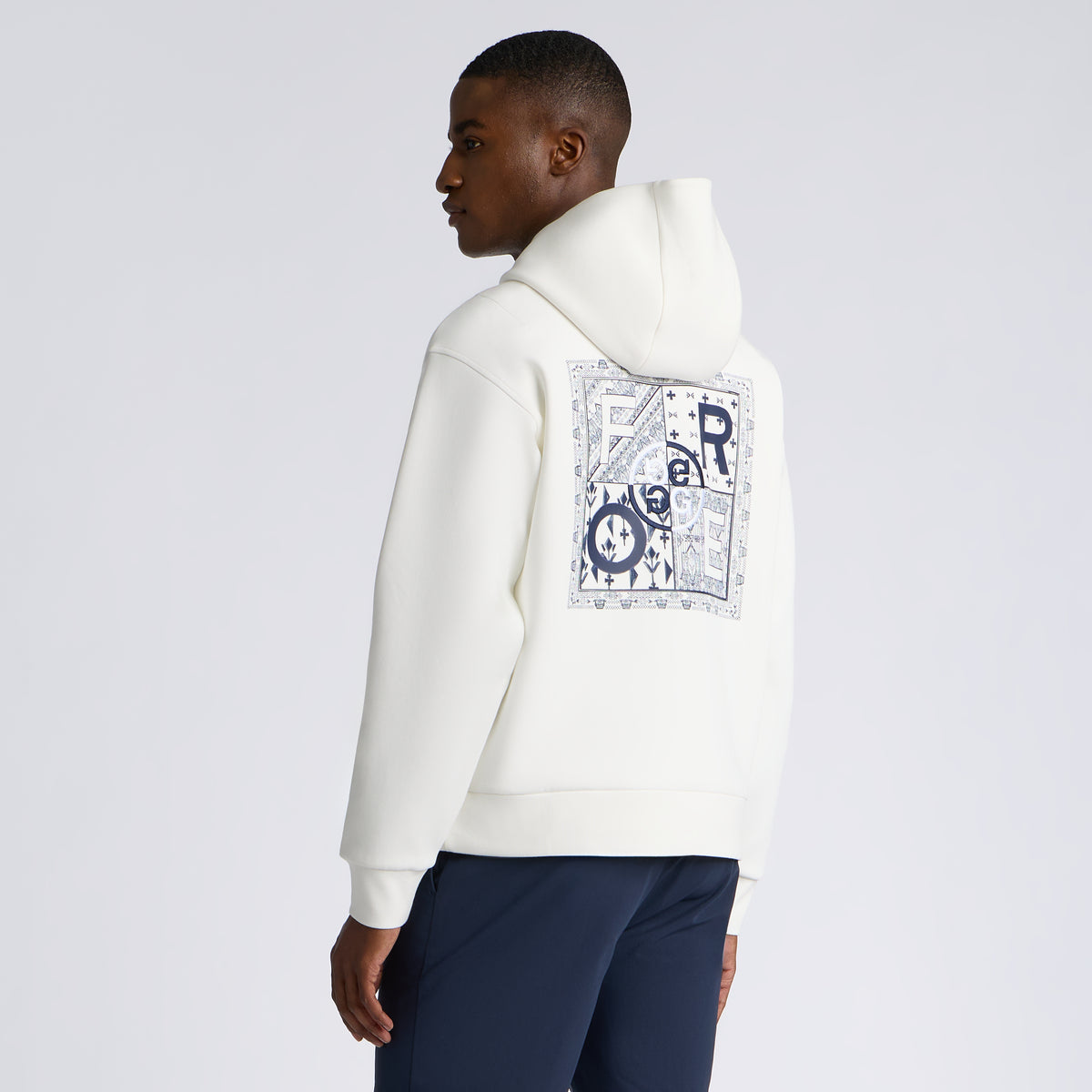 Fore Corners Cotton Blend Scuba Hoodie Chalk White