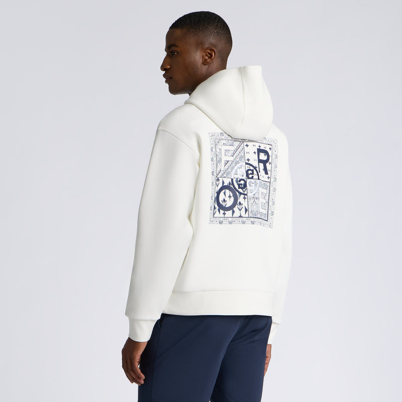 Fore Corners Cotton Blend Scuba Hoodie Chalk White