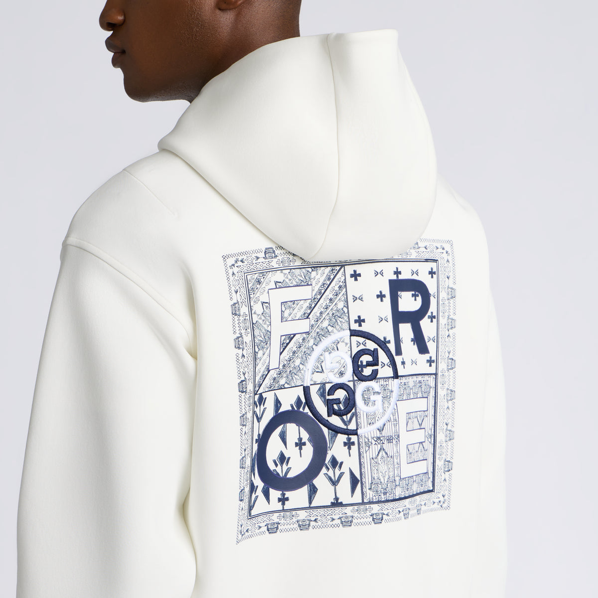 Fore Corners Cotton Blend Scuba Hoodie Chalk White