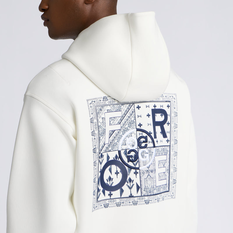 Fore Corners Cotton Blend Scuba Hoodie Chalk White
