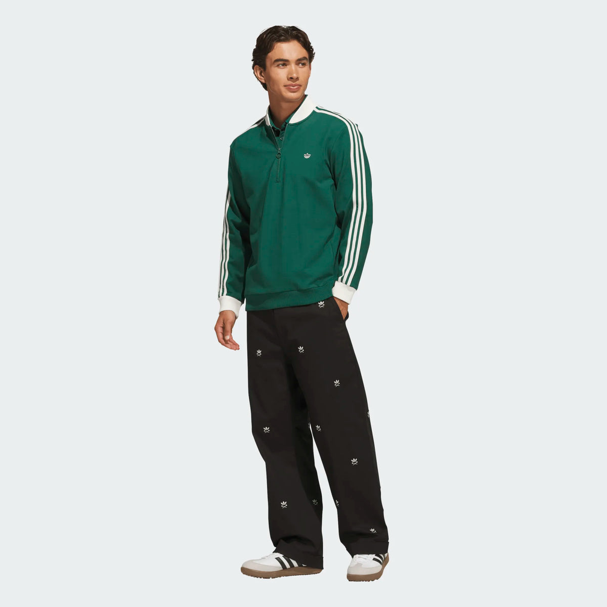 Originals 3-Stripe Quarter Zip Collegiate Green