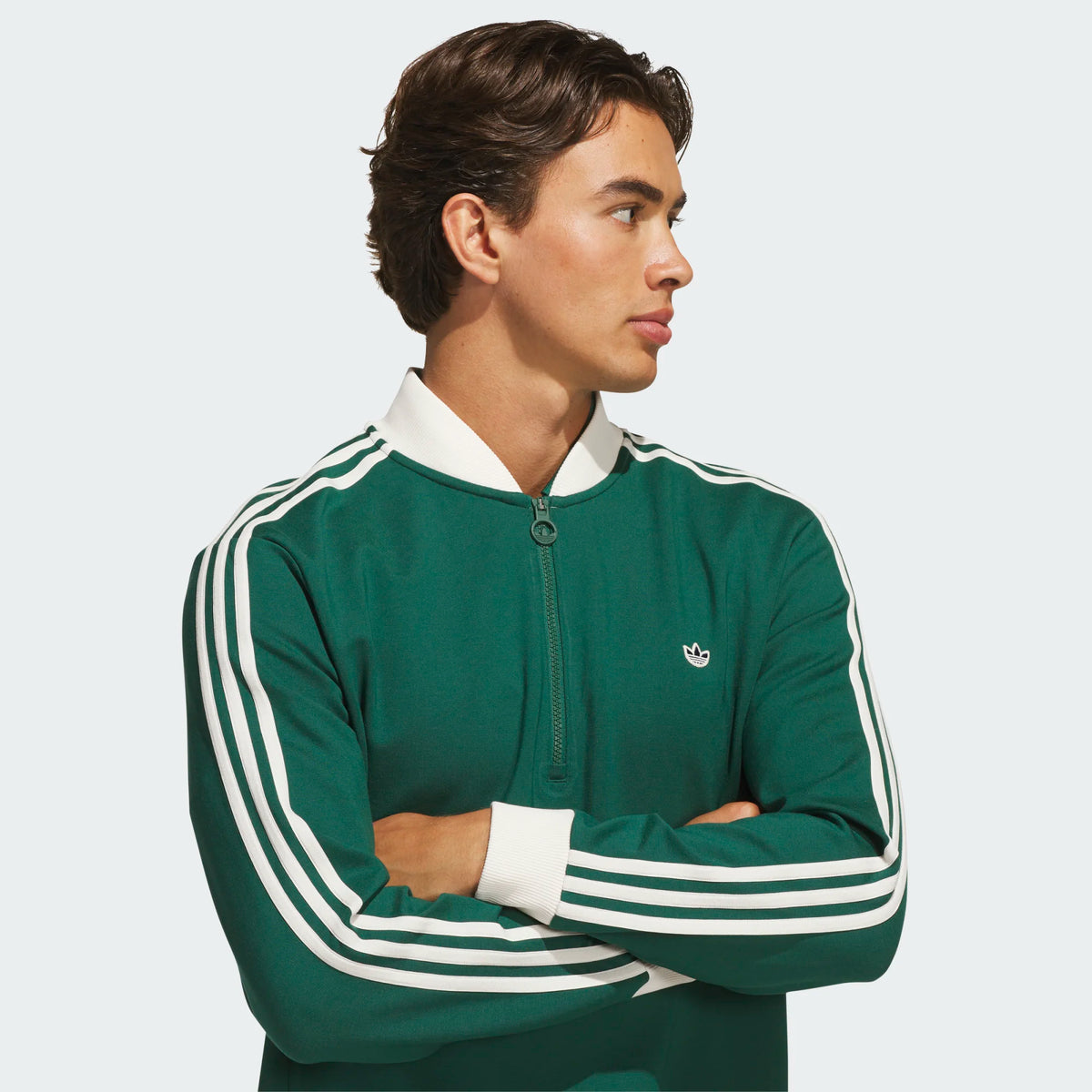 Originals 3-Stripe Quarter Zip Collegiate Green